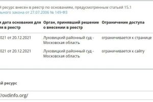 Роскомнадзор заблокировал сайт «ОВД-Инфо»*