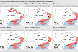 Британская Financial Times опубликовала карты украинского фронта с марта 2022 по февраль 2023 года